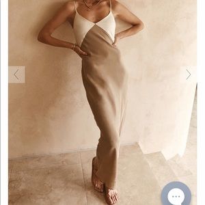 DISSH SEREN GOLD TWO TONE MIDI DRESS